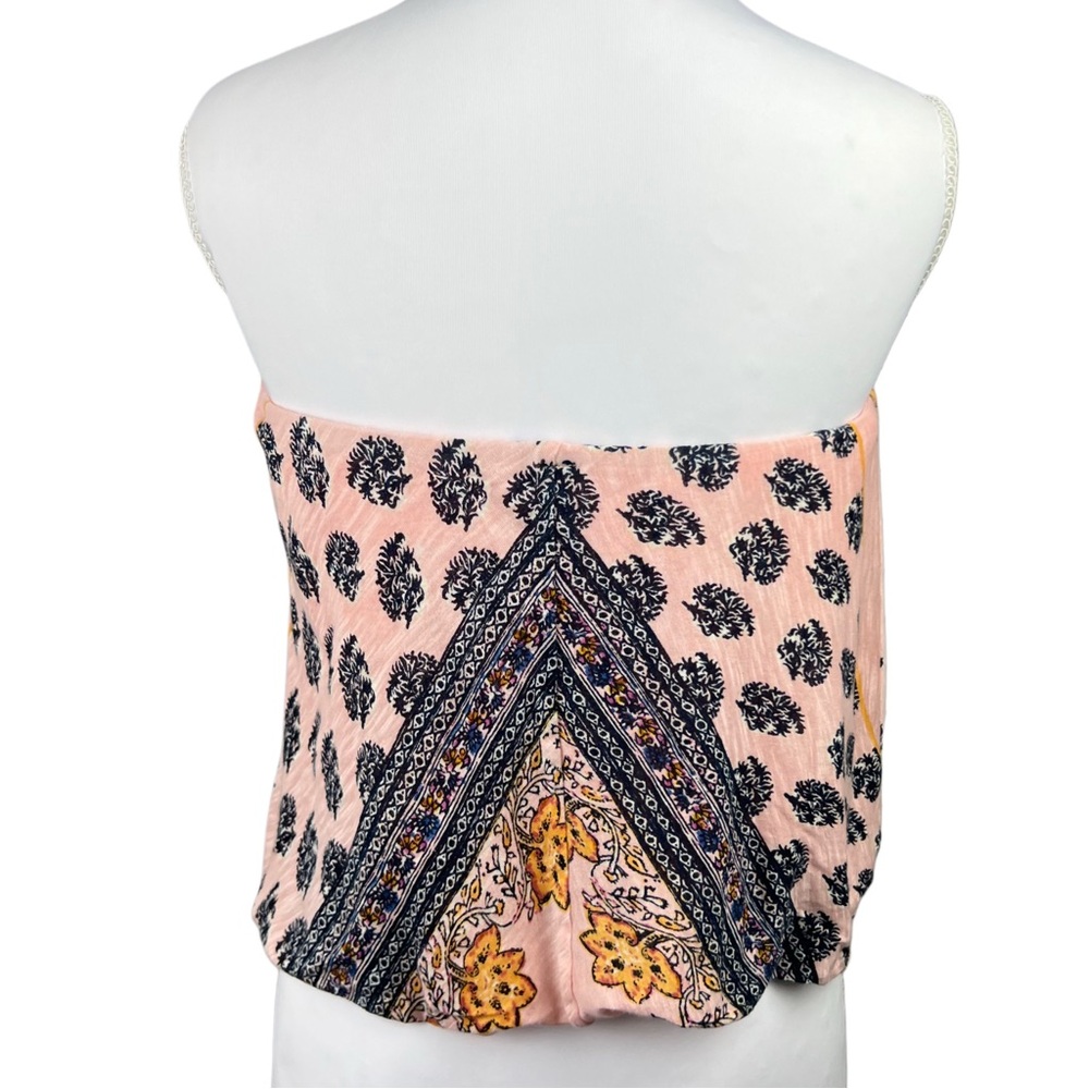 Free People Large Borderline Tube Top Boho Floral Paisley Strapless Pink - Picture 3 of 6